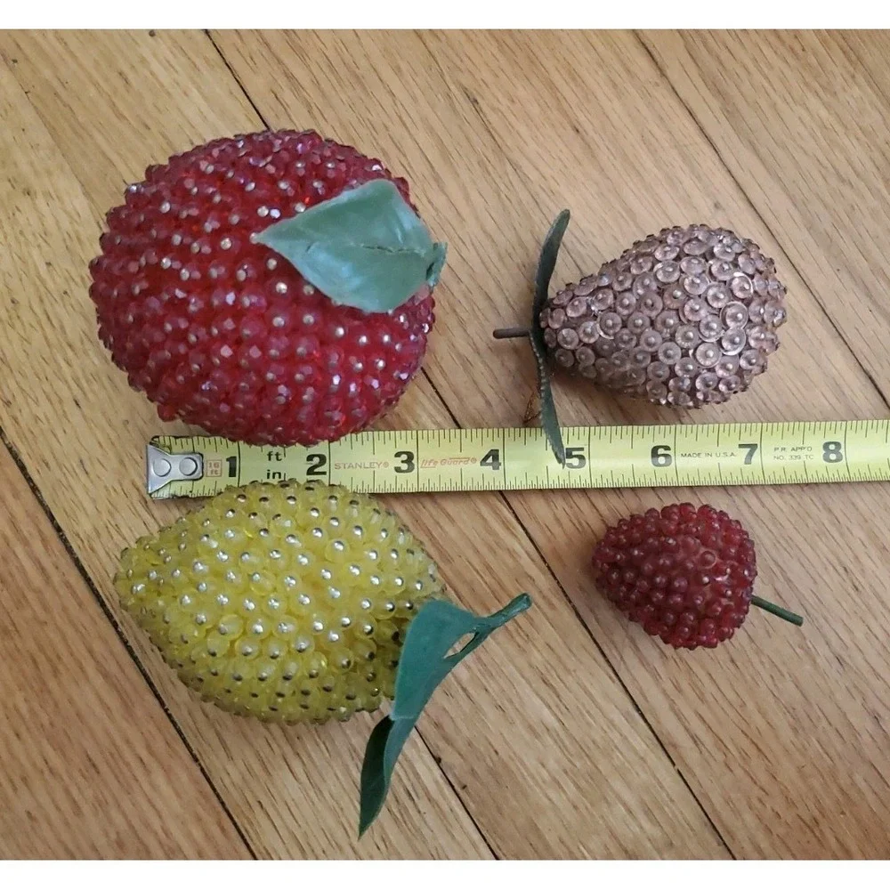 Lot of Vintage Sequined Beaded Faux Fruit Lemon Apple Banana Berries Lot 3